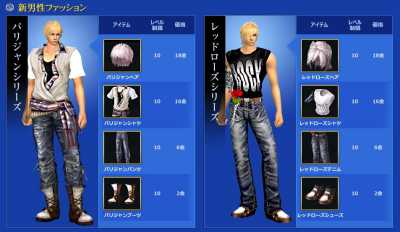 パーフェクトワールド、男性用新ファッション「パリジャン」シリーズと「レッドローズ」シリーズ