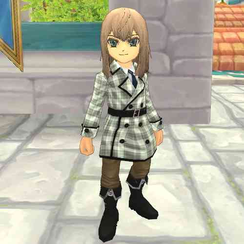 男性チェックコート・白