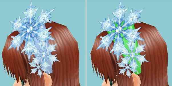 マスターオブエピック、「スノーフレイク ヘアバンド」デフォルトカラー、緑で染色した場合