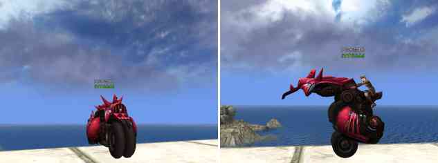 メタルバード(レッド)(画面左:変形前、画面右:変形後)