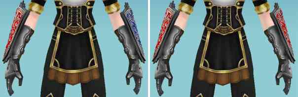 左から「シールド アーム Type A」デフォルトカラー、赤で染色した場合