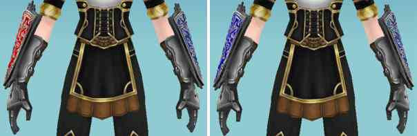 左から「シールド アーム Type B」デフォルトカラー、青で染色した場合