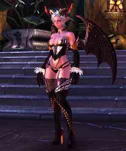 TERA(テラ)、ナイトメアスーツ(黒)&ナイトメアホーン&デビルウィング画像