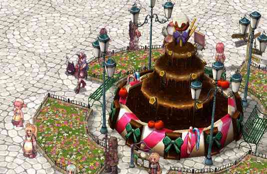 ラグナロクオンライン プロンテラ中央広場の噴水もチョコバージョンに!