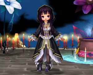 エミルクロニクルオンライン、「魔女のフード（黒）」「魔女のローブ（黒）」「魔女の靴（黒）」「魔女のブローチ」画像